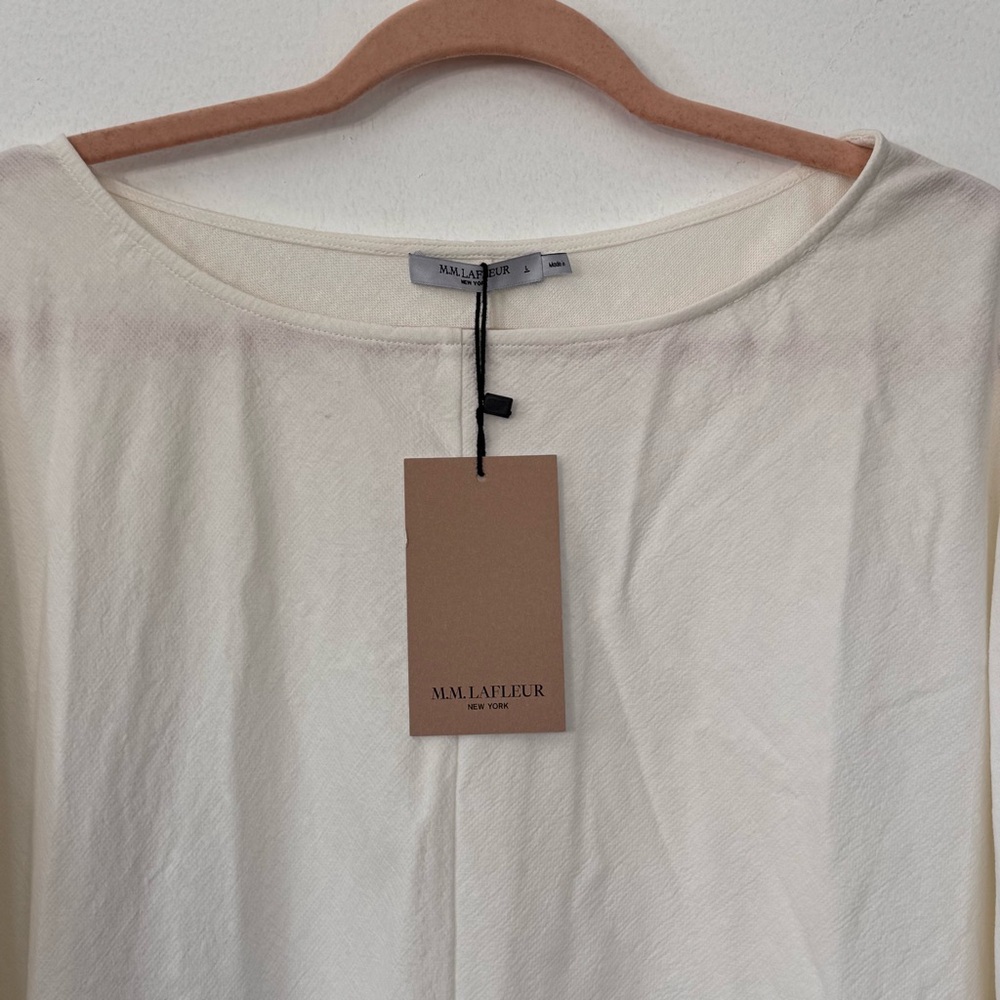 NWT M.M Lafleur The Wren Top - Double-Faced Ivory Linen Sz L - Picture 8 of 15